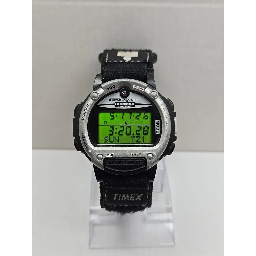 Vintage Timex Data Link Ironman Triathlon Watch Multi Lap New Battery -    Read